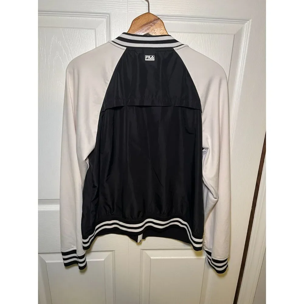 Fila Sport Womens XL Black White Zip Up Athletic Track Jacket Activewear - Picture 3 of 4